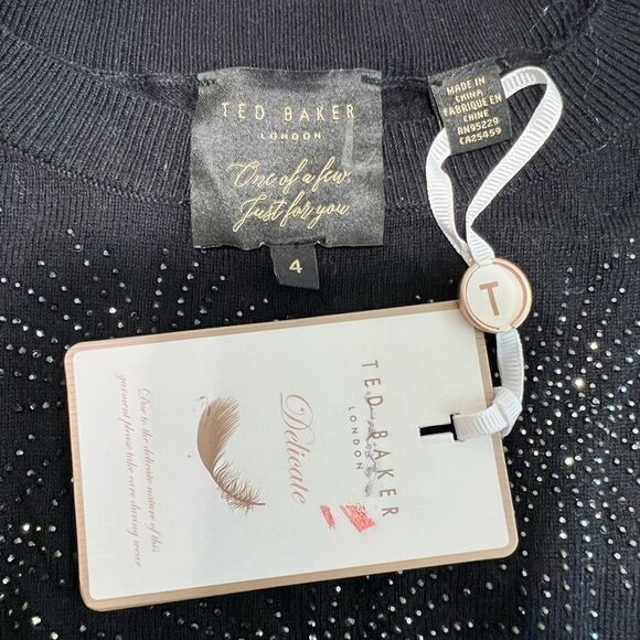 Ted Baker Crew Neck Sweater Amyrlis Stardust Neutral Knit New Size 4 (Large) - Picture 3 of 16